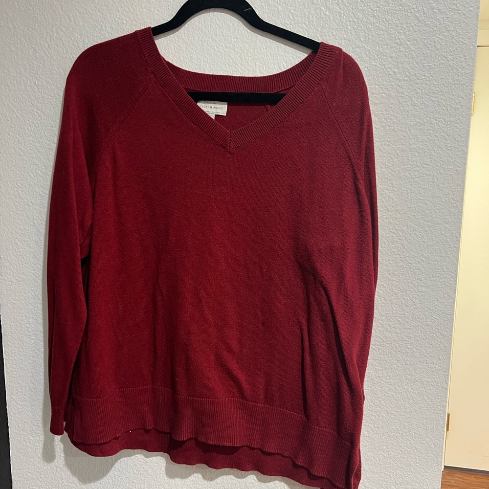 Lucky Brand Burgundy V-Neck Sweater